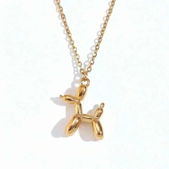 *NEW* Balloon Dog Stainless Steel 18K  Gold Plated Necklace (GOLD) - Picture 2 of 6